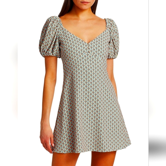 LIKE NEW Alice + Olivia Dana puff sleeve dress solstice size 8